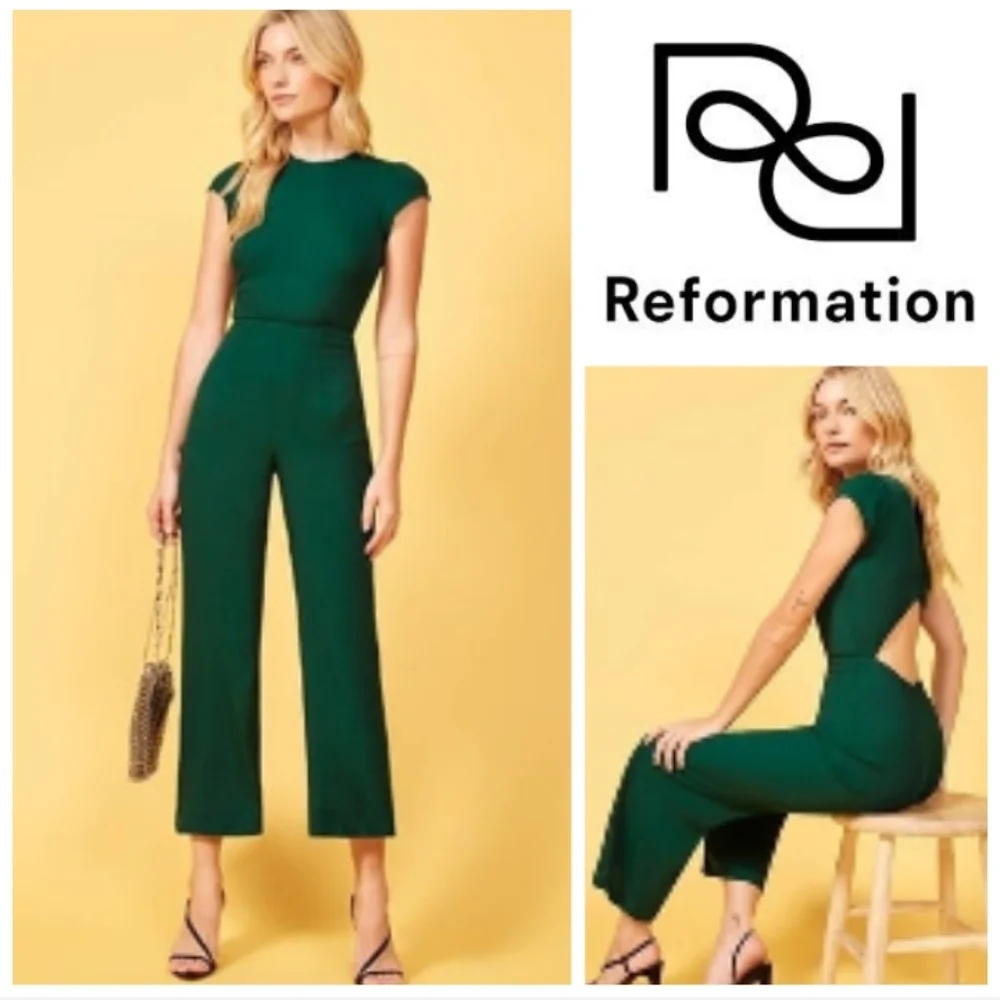Reformation Emerald Green Jumpsuit. Size 0